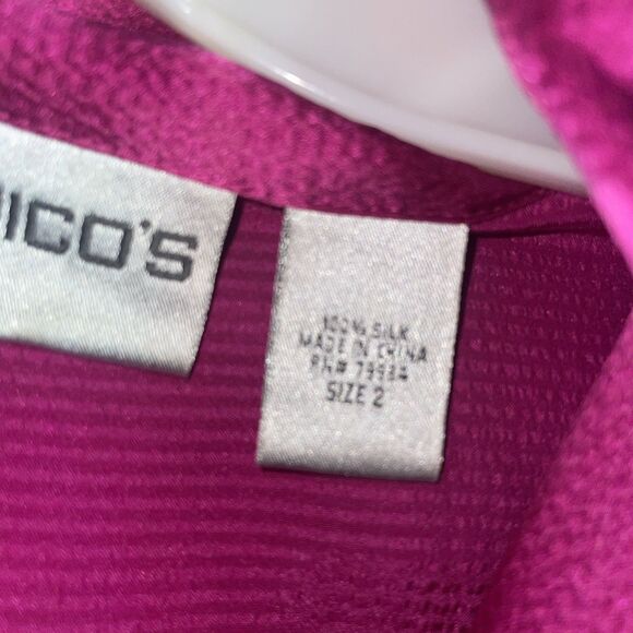 Chico's Shirt Womens Large Pink 100% Silk Blouse Button Up Classy Polished Chic - Picture 7 of 13